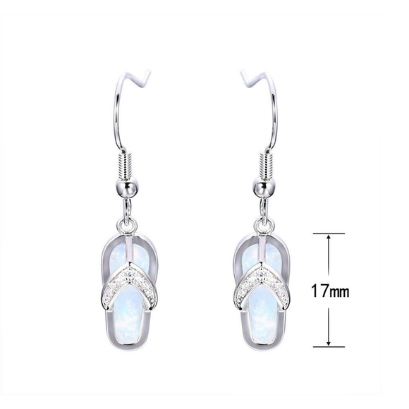 Fire Opal & White Sapphire Sandal Drop Earrings - Picture 3 of 7